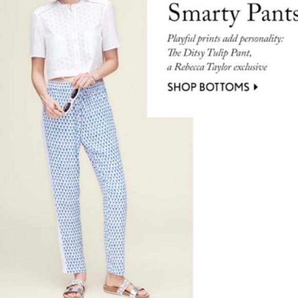 Rebecca Taylor Exclusive NWT Tulip Ditsy Floral Print Pants Size 6 - Picture 1 of 5